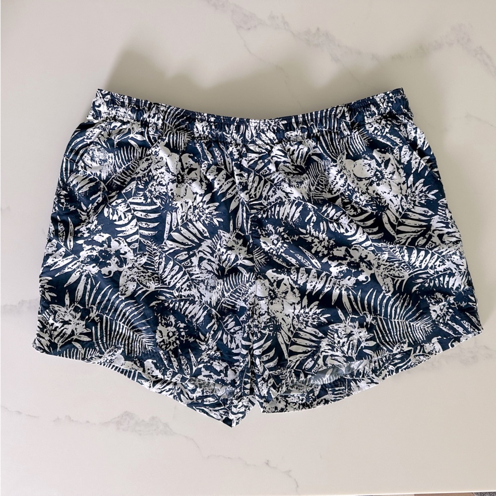 Men's Columbia PFG 5" Inseam Elastic Swim Trunks Blue White Floral Hawaiian XXL